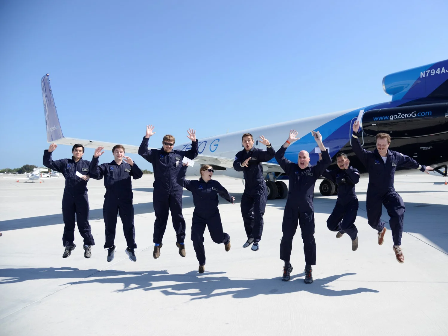 Microgravity Team Jump Midair